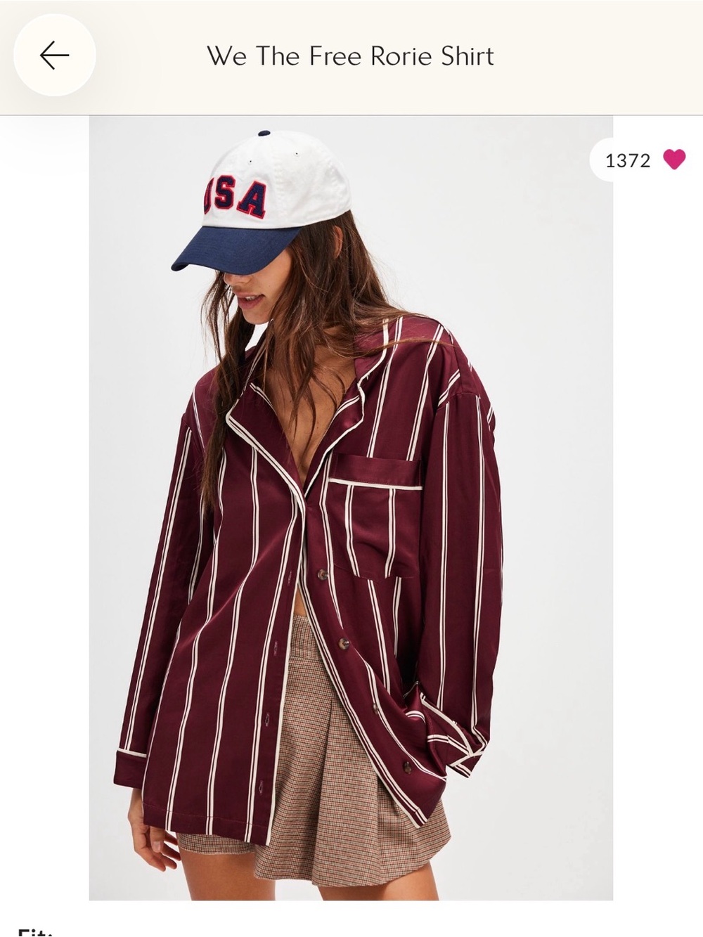We The Free Rorie Shirt - Burgundy with Cream & White Stripes